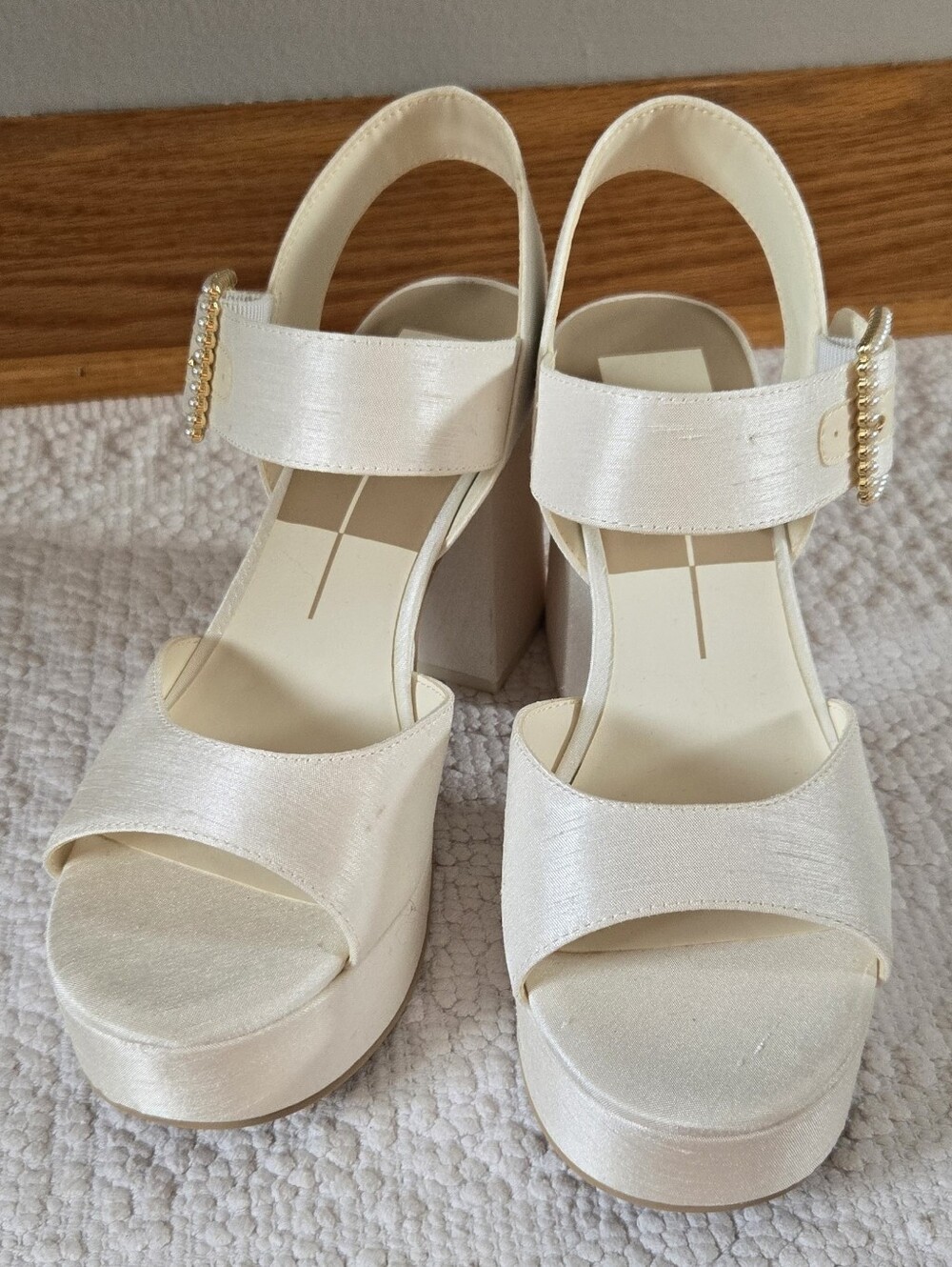 Bobby Imitation Pearl Ankle Strap Platform Sandal